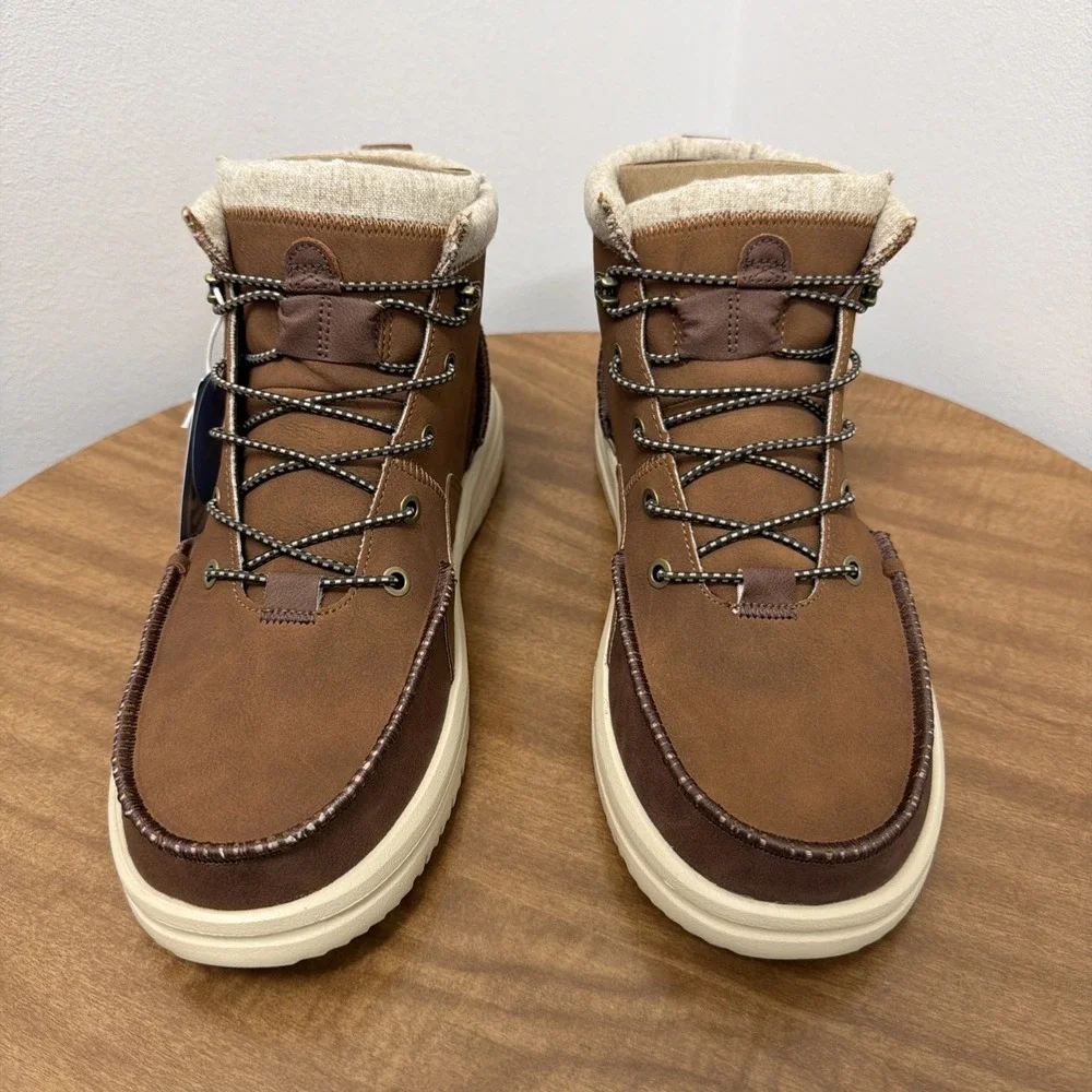 Hey Dude Men's Bradley Classic Tumbled Cognac Brown Size 10 lightweight wool